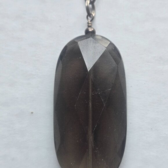 Smokey Topaz Sterling Silver Runway Designer Necklace Pendant - Picture 5 of 6